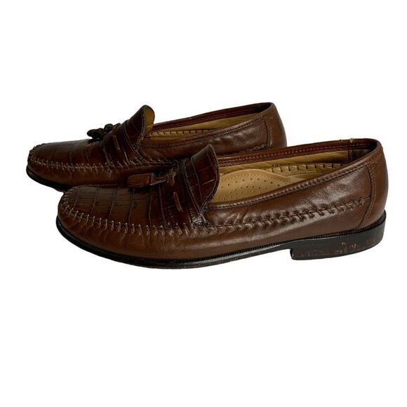 Florsheim Pisa Moc Toe Tassel Dress Loafers 9.5D Cognac Crocodile Print Leather main image 7